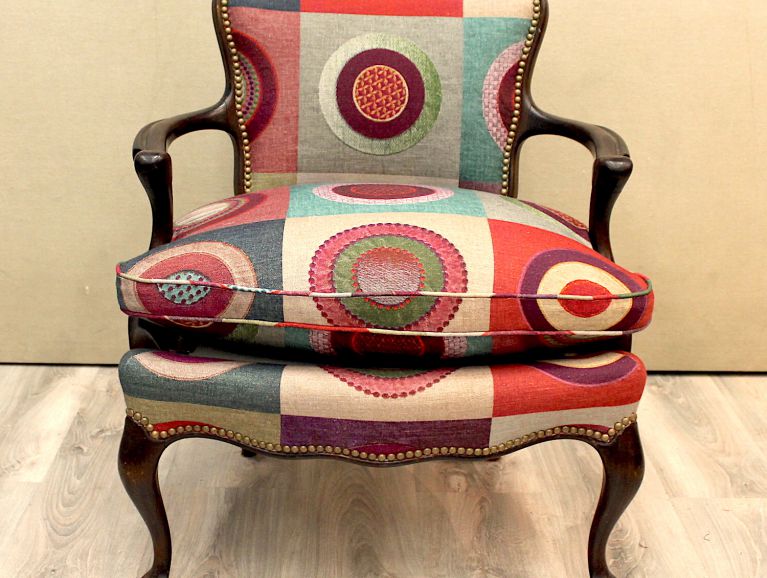 Cover of a Louis XV cushion chair - Fabric editor Mulberry
