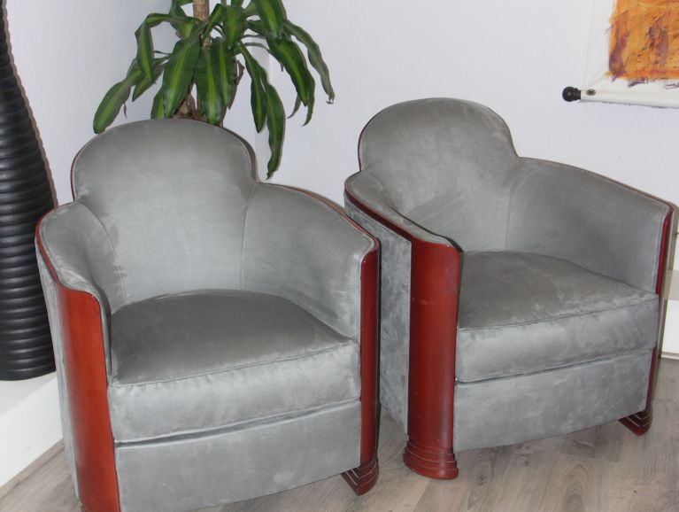 Complete refection of Pair of Designer Armchairs - Fabric editor Designers Guild