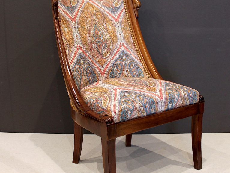 Couverture d'une chaise Empire à col de cygne - Tissu éditeur Colefax and Fowler